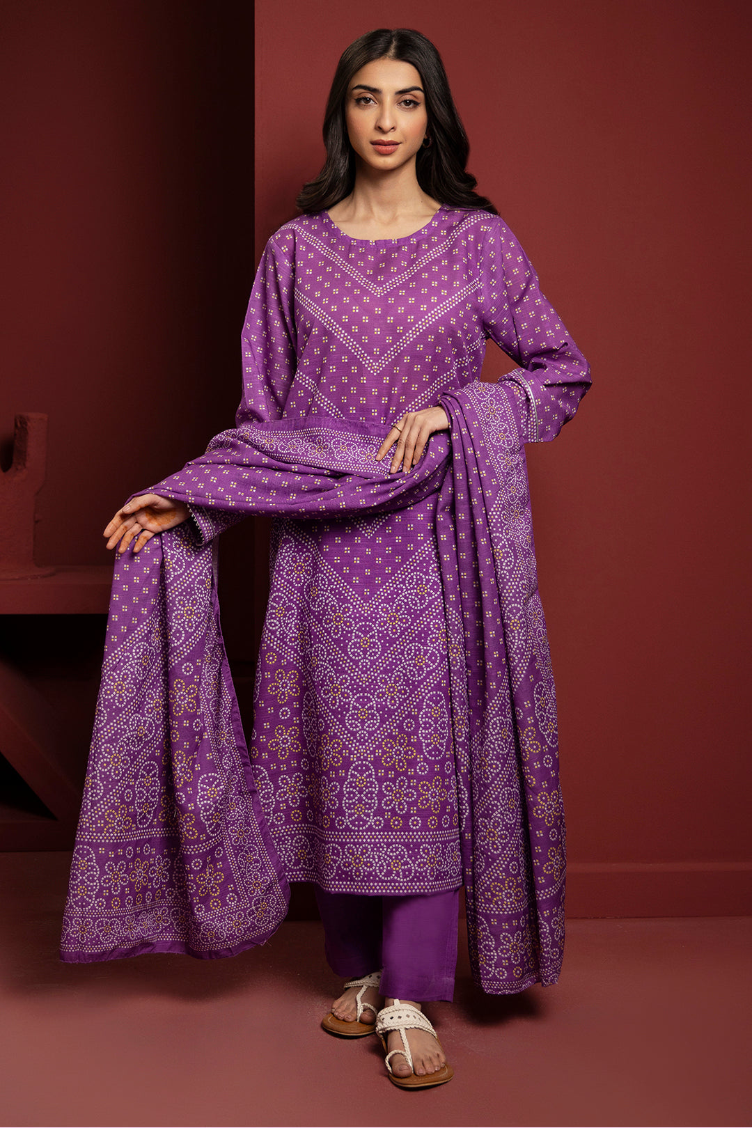 Zellbury | Winter Pret | Kurta Dupatta Trouser - 3072 -  Zellbury Women Essential Pret - Original Designer Dress - House of Maryam