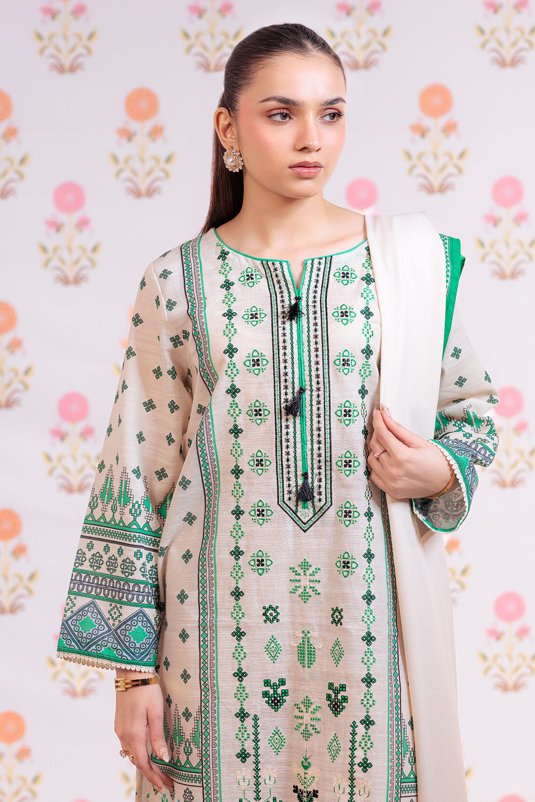 Zellbury | Winter Pret | Embroidered Kurta Dupatta Trouser - 3075 -  Zellbury Women Essential Pret - Original Designer Dress - House of Maryam