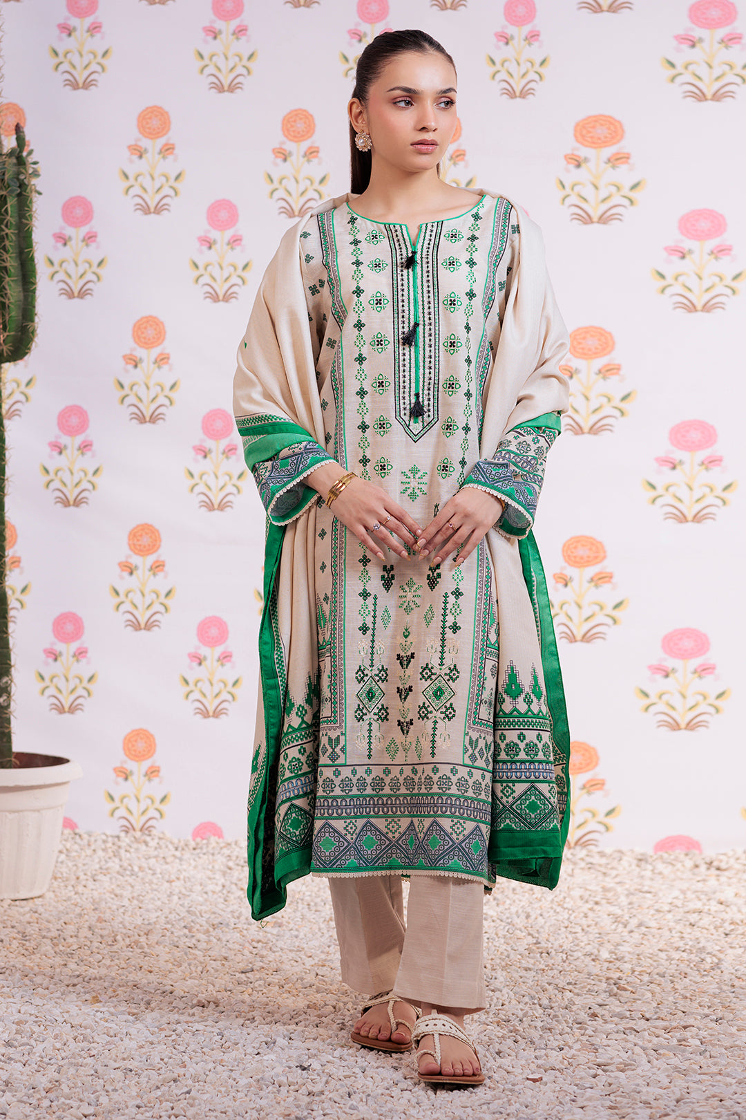 Zellbury | Winter Pret | Embroidered Kurta Dupatta Trouser - 3075 -  Zellbury Women Essential Pret - Original Designer Dress - House of Maryam