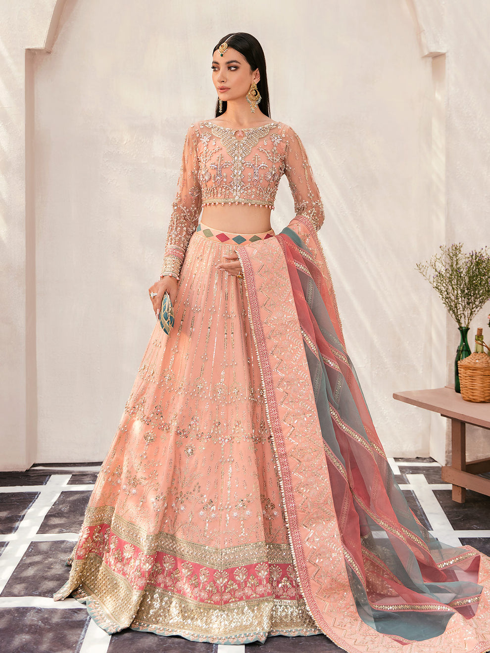 Gulaal | Wedding Formals | AFREEN GL-WS-22V1-29 (PEACH LEHNGA CHOLI) -  Gulaal Bridal - Original Designer Dress - House of Maryam