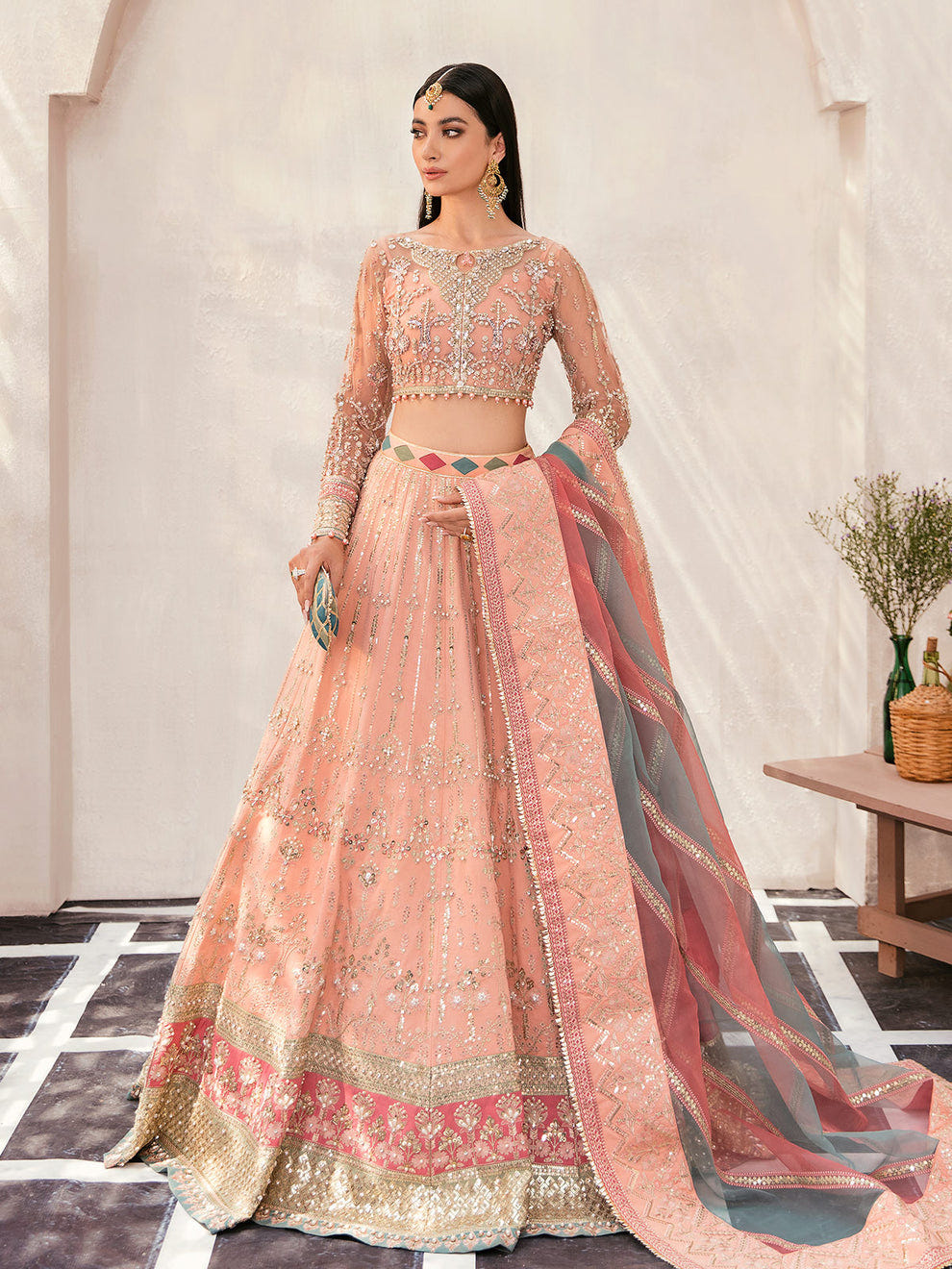 Gulaal | Wedding Formals | AFREEN GL-WS-22V1-29 (PEACH LEHNGA CHOLI) -  Gulaal Bridal - Original Designer Dress - House of Maryam