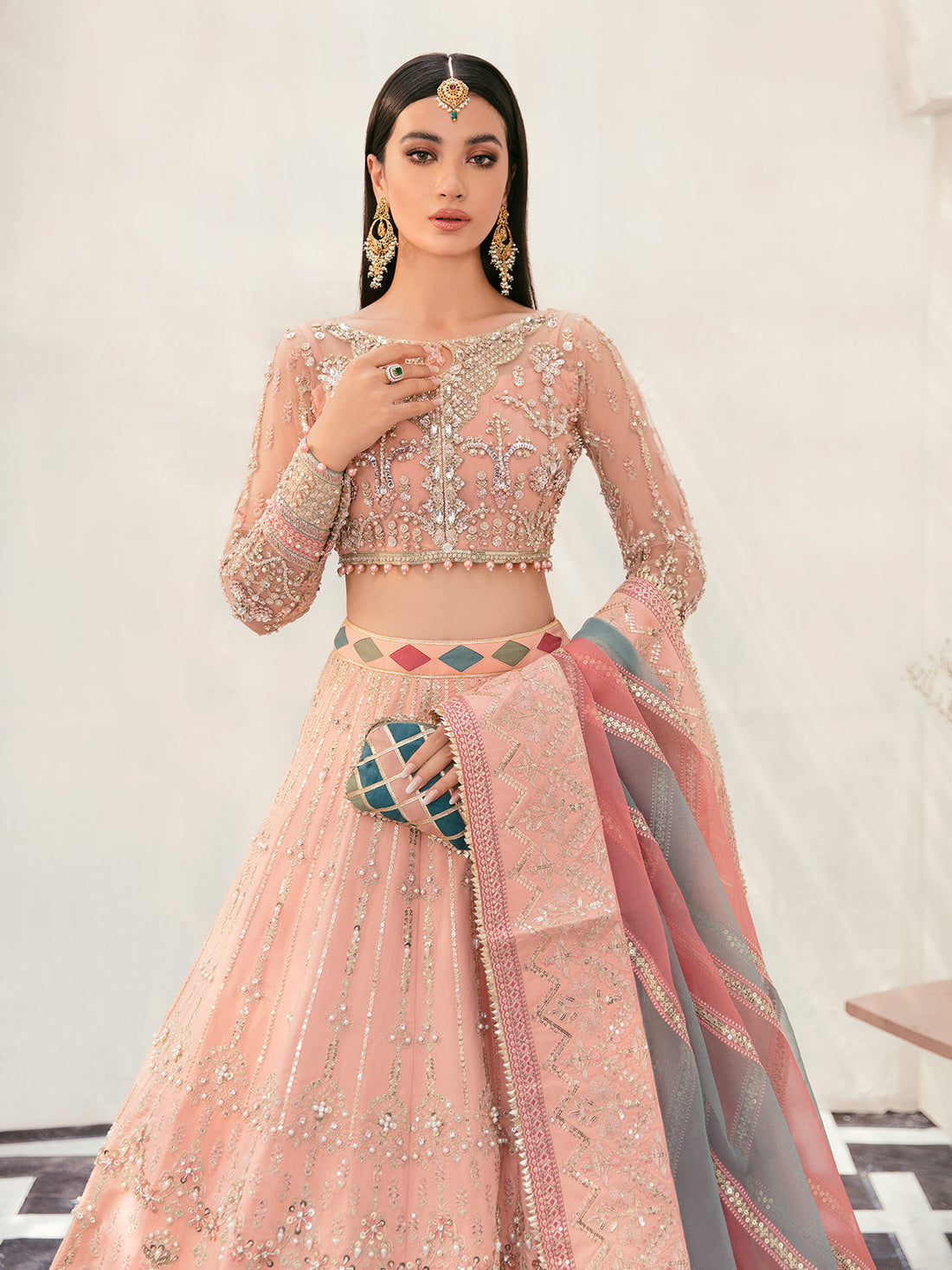 Gulaal | Wedding Formals | AFREEN GL-WS-22V1-29 (PEACH LEHNGA CHOLI) -  Gulaal Bridal - Original Designer Dress - House of Maryam