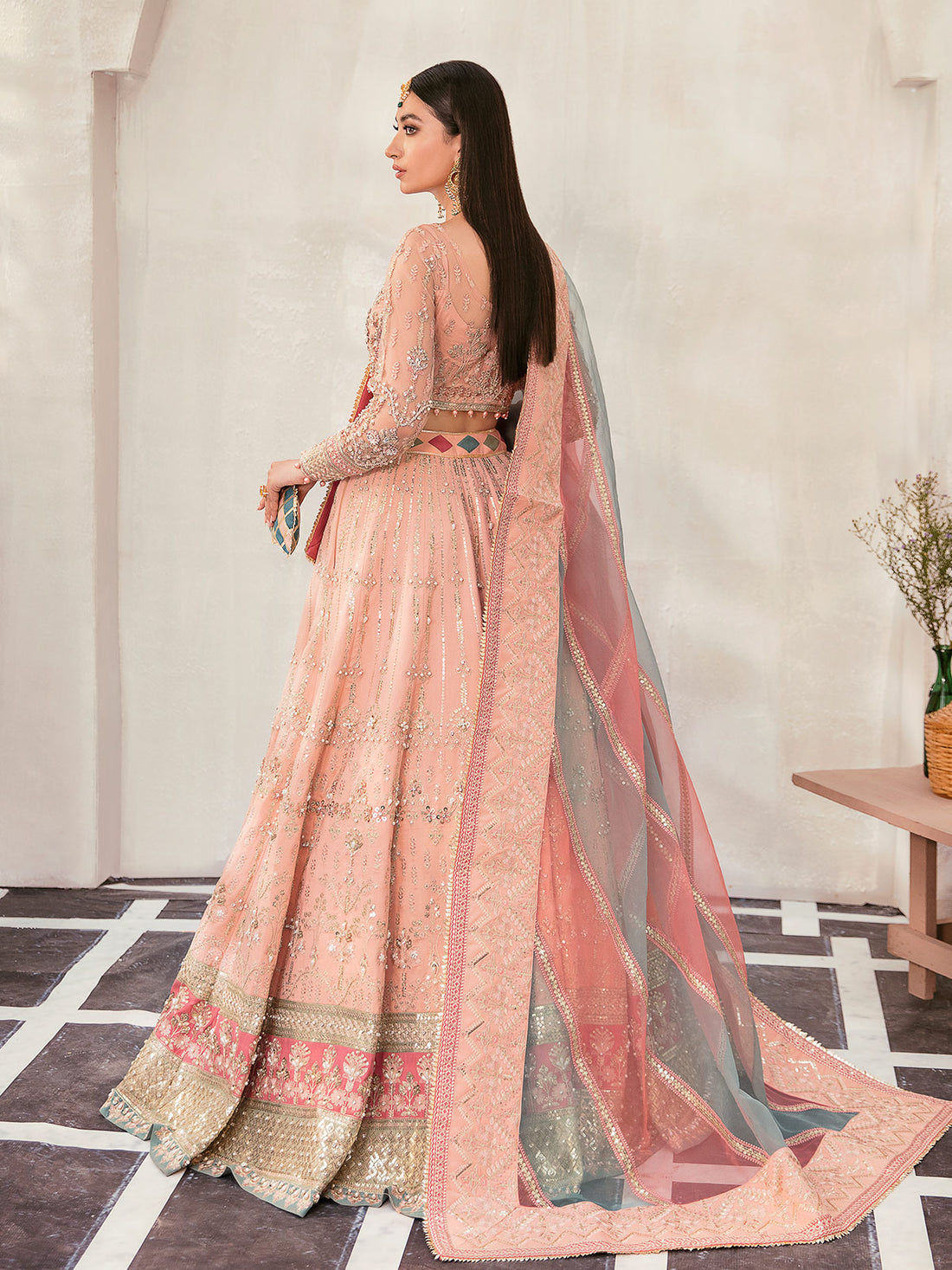 Gulaal | Wedding Formals | AFREEN GL-WS-22V1-29 (PEACH LEHNGA CHOLI) -  Gulaal Bridal - Original Designer Dress - House of Maryam