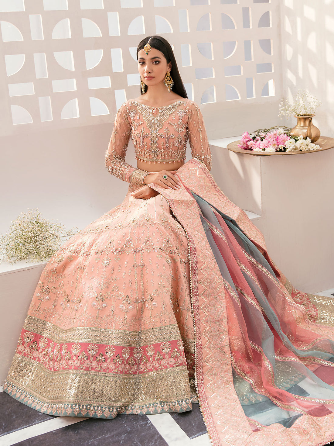 Gulaal | Wedding Formals | AFREEN GL-WS-22V1-29 (PEACH LEHNGA CHOLI) -  Gulaal Bridal - Original Designer Dress - House of Maryam