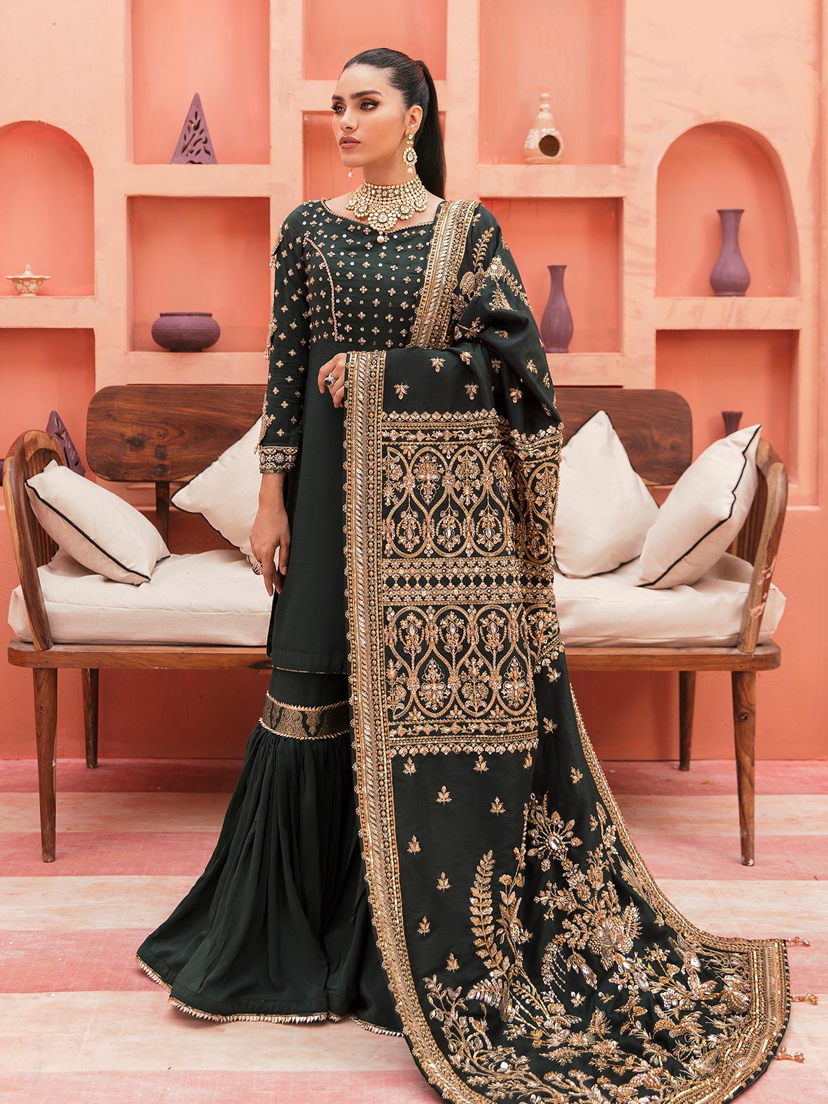 Gulaal | Wedding Formals | GL-WS-22V1-33 (SHIRT AND GHARARA) -  Gulaal Bridal - Original Designer Dress - House of Maryam