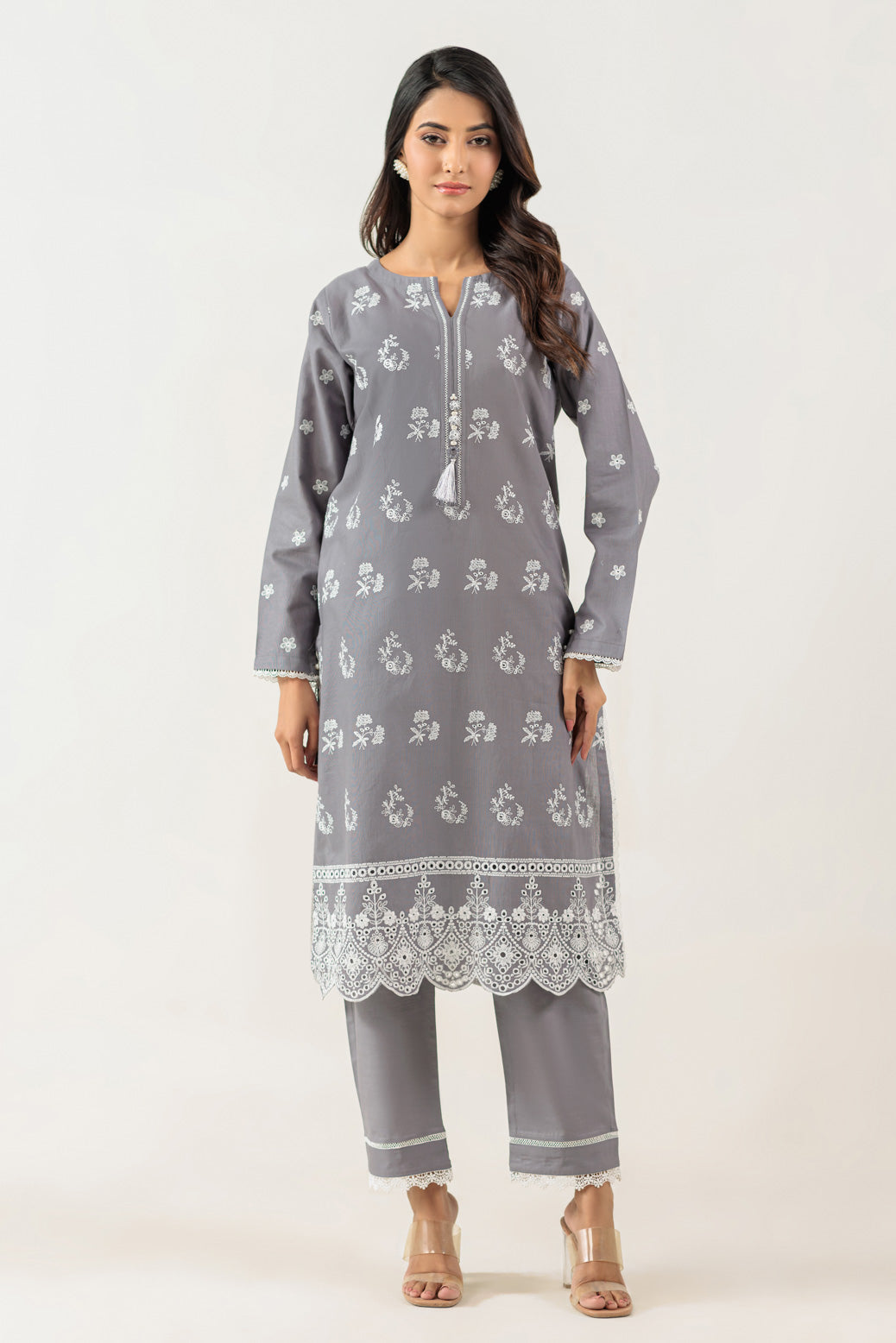 Bonanza Satrangi | Grey Cambric 2 Piece (WS1242P05) -  Bonanza Satrangi Ready To Wear - Original Designer Dress - House of Maryam