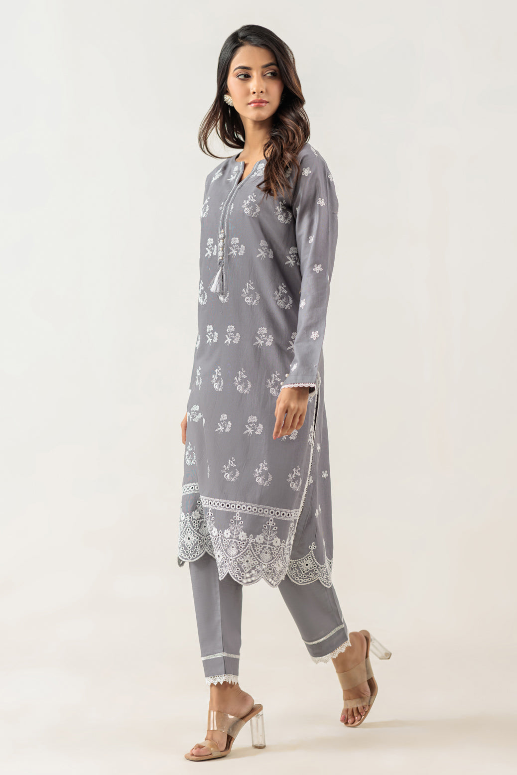 Bonanza Satrangi | Grey Cambric 2 Piece (WS1242P05) -  Bonanza Satrangi Ready To Wear - Original Designer Dress - House of Maryam
