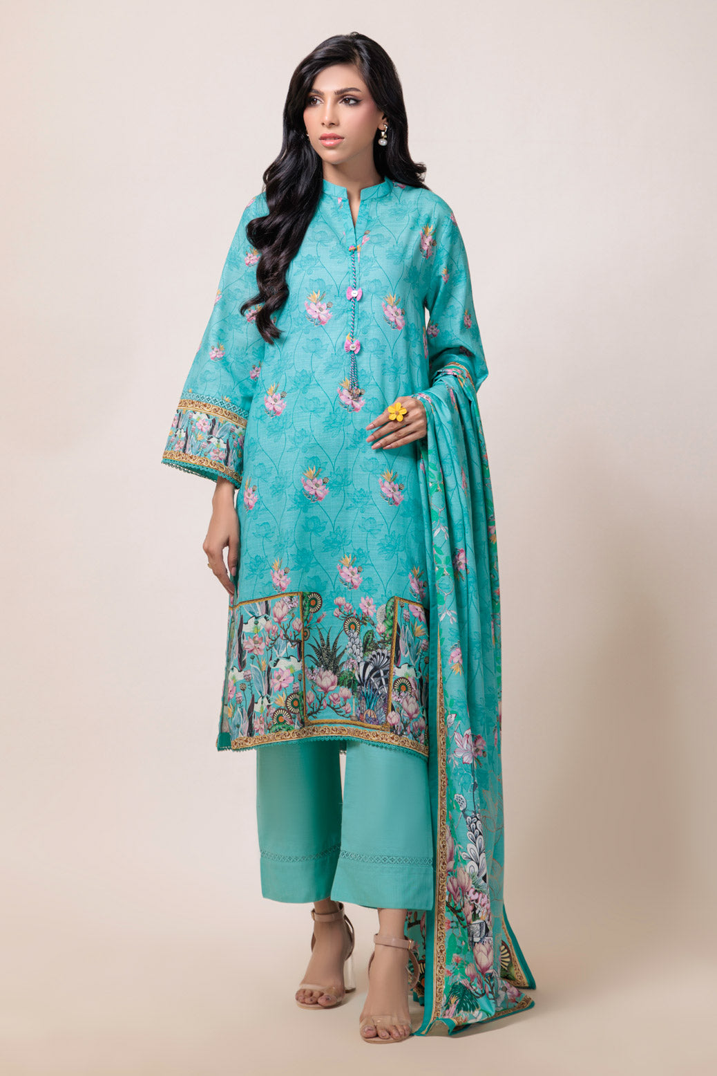 Bonanza Satrangi | S Green Cambric 3 Piece (WS1243P01) -  Bonanza Satrangi Ready To Wear - Original Designer Dress - House of Maryam