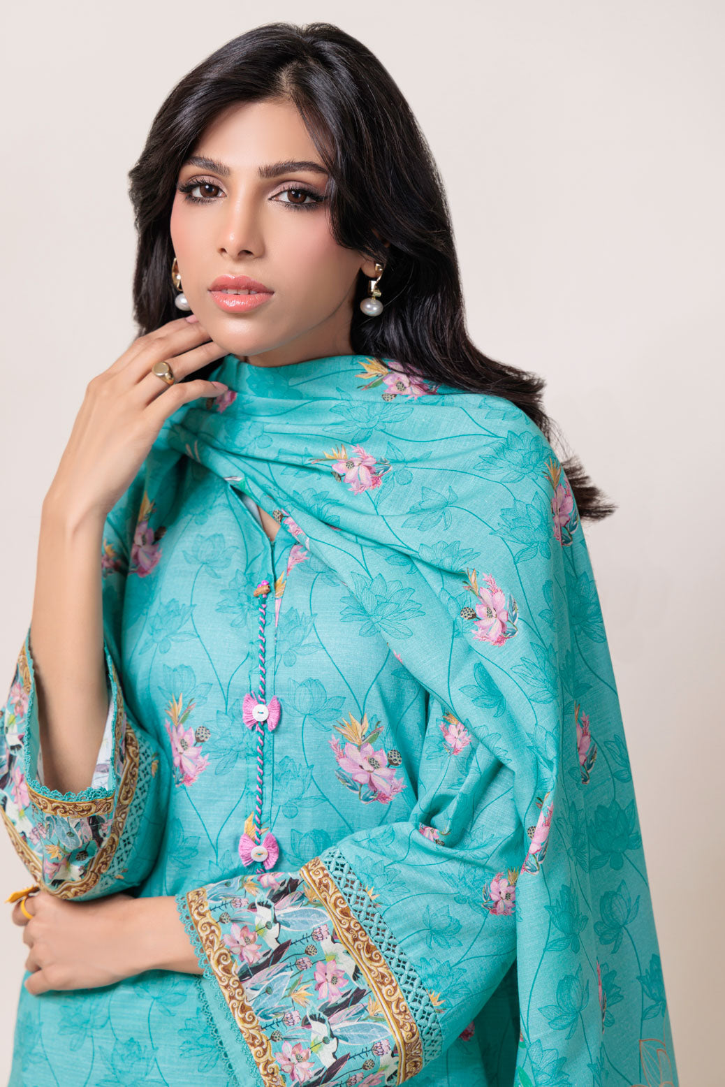 Bonanza Satrangi | S Green Cambric 3 Piece (WS1243P01) -  Bonanza Satrangi Ready To Wear - Original Designer Dress - House of Maryam