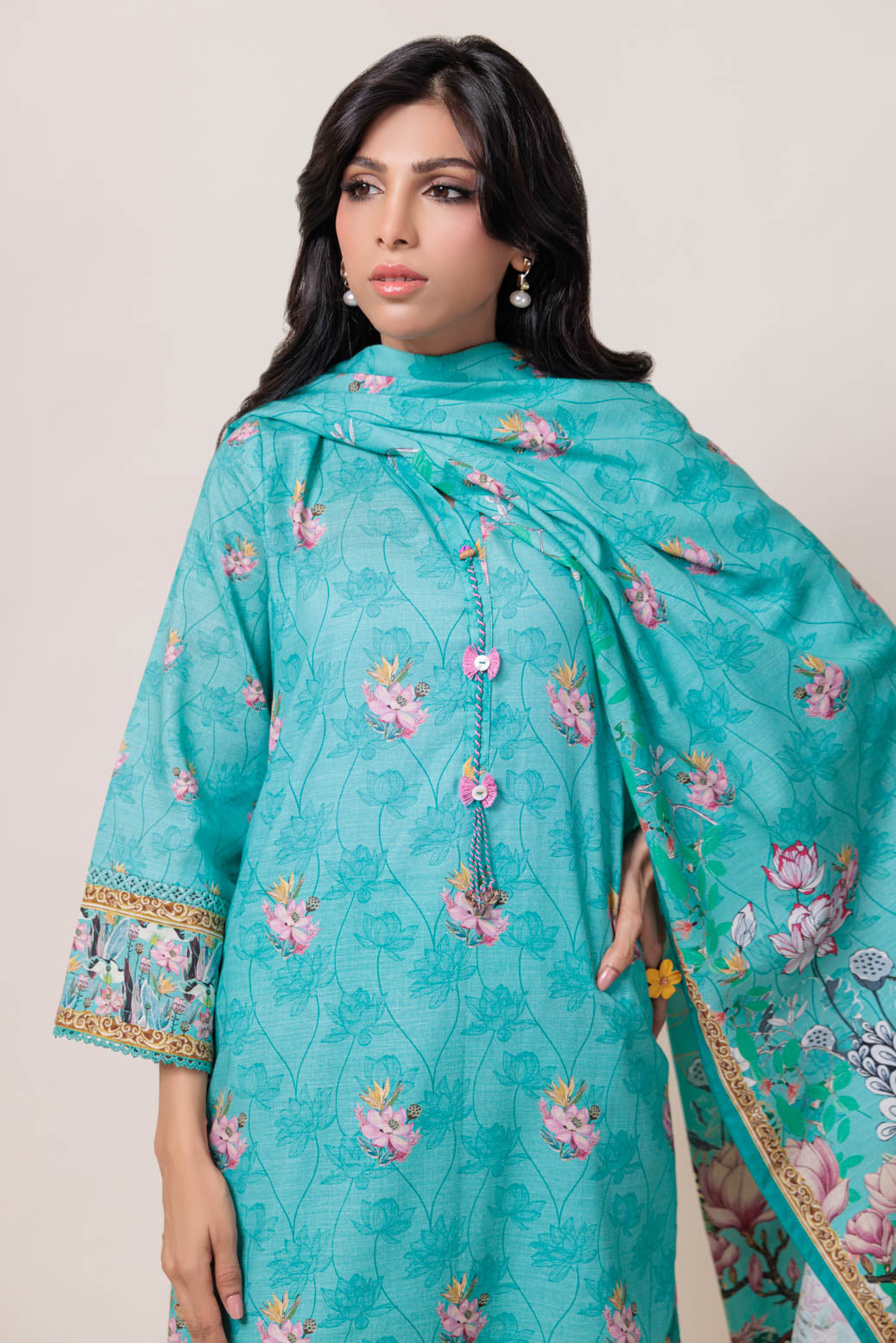 Bonanza Satrangi | S Green Cambric 3 Piece (WS1243P01) -  Bonanza Satrangi Ready To Wear - Original Designer Dress - House of Maryam