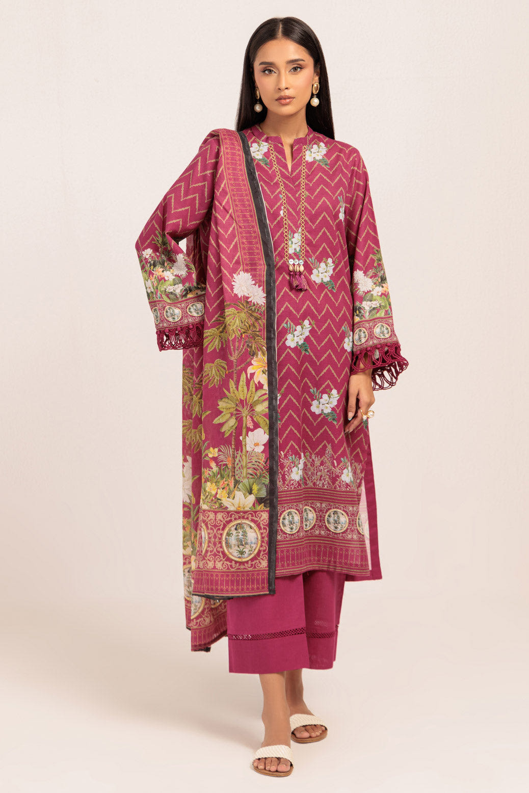 Bonanza Satrangi | Pink Khaddar 3 Piece (WS1243P02) -  Bonanza Satrangi Ready To Wear - Original Designer Dress - House of Maryam