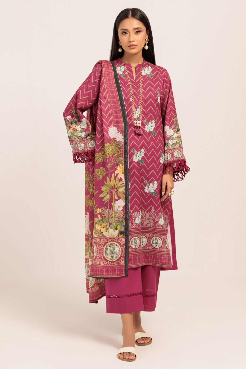 Bonanza Satrangi | Pink Khaddar 3 Piece (WS1243P02) -  Bonanza Satrangi Ready To Wear - Original Designer Dress - House of Maryam