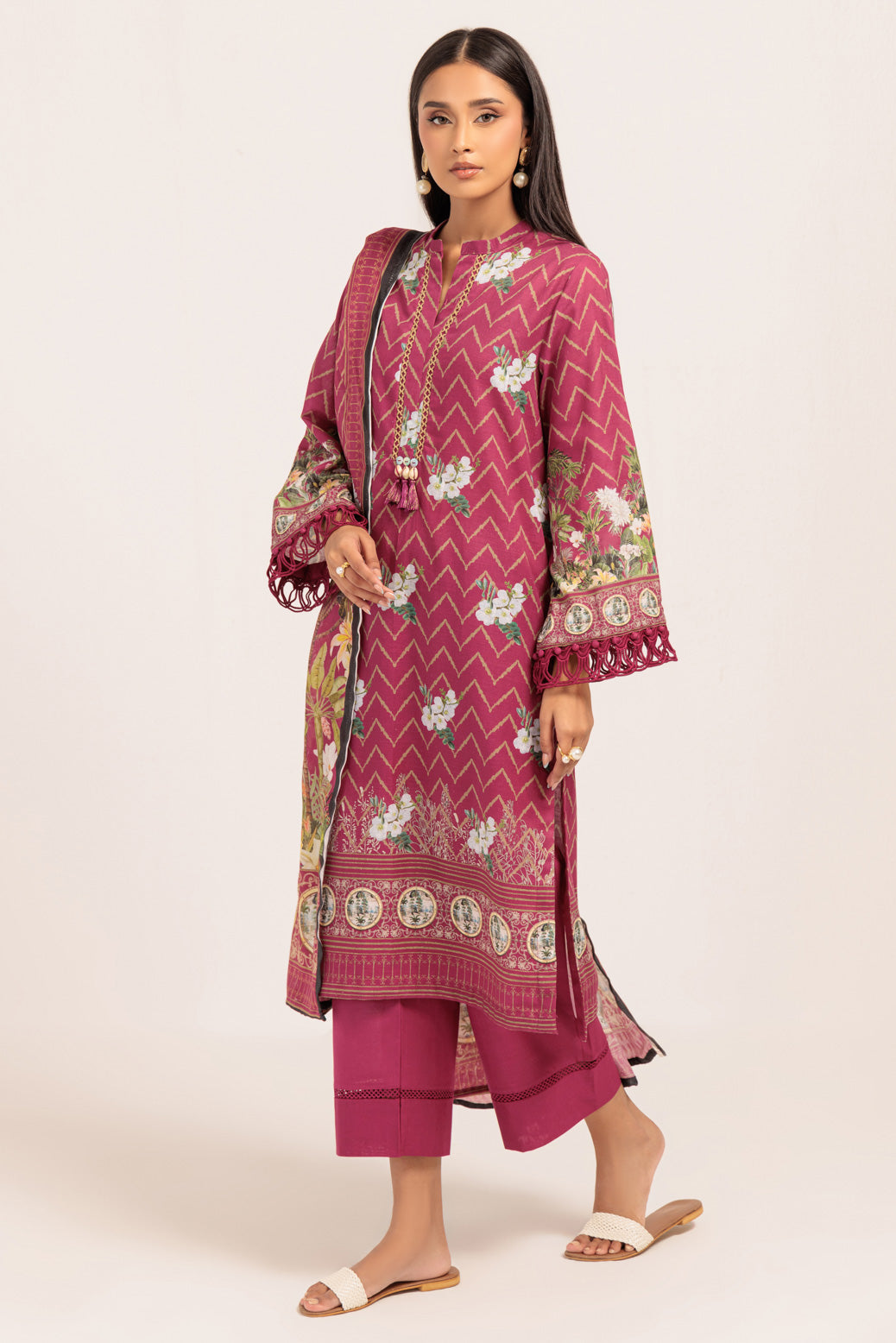 Bonanza Satrangi | Pink Khaddar 3 Piece (WS1243P02) -  Bonanza Satrangi Ready To Wear - Original Designer Dress - House of Maryam