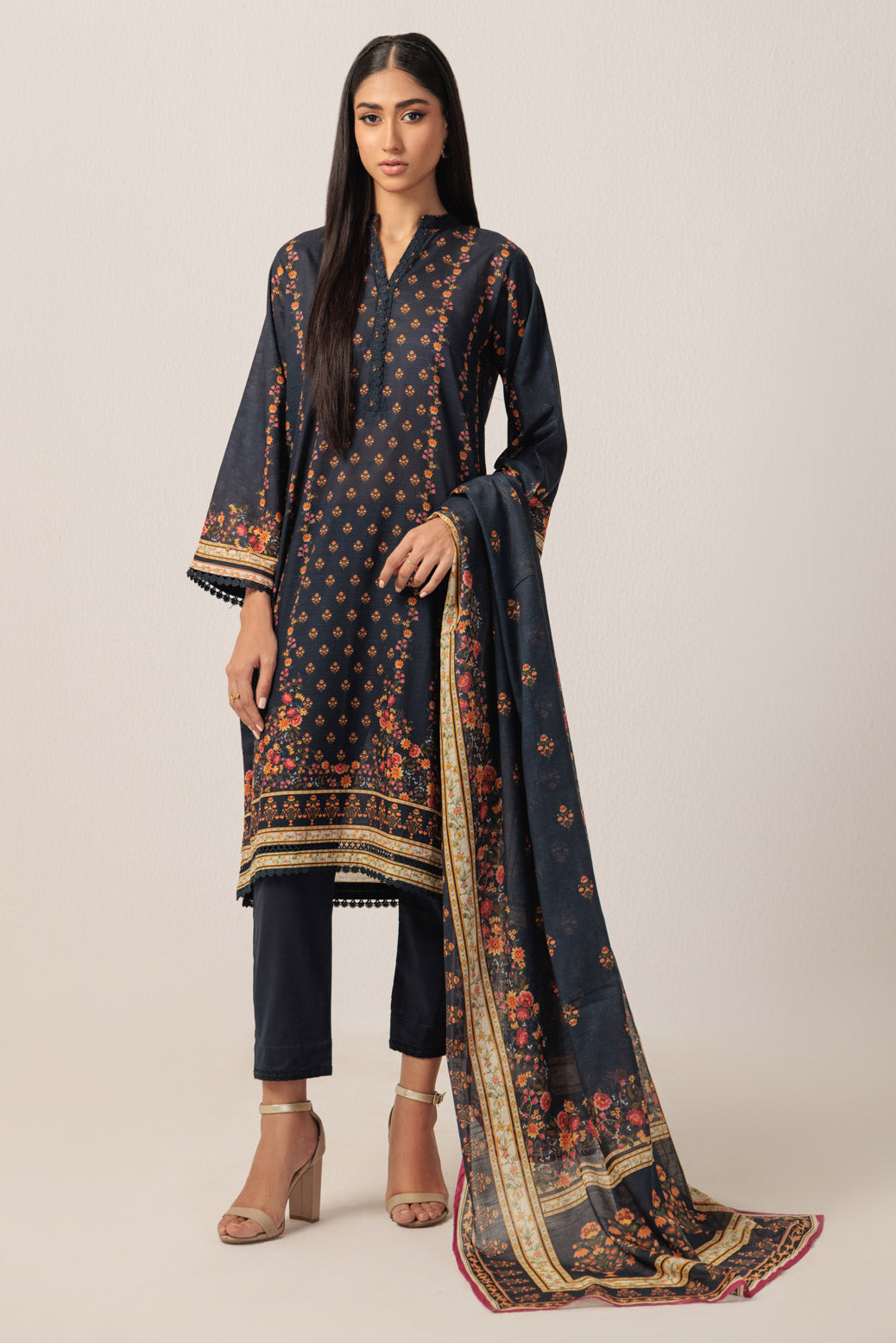 Bonanza Satrangi | N Blue Cambric 3 Piece (WS1243P04) -  Bonanza Satrangi Ready To Wear - Original Designer Dress - House of Maryam
