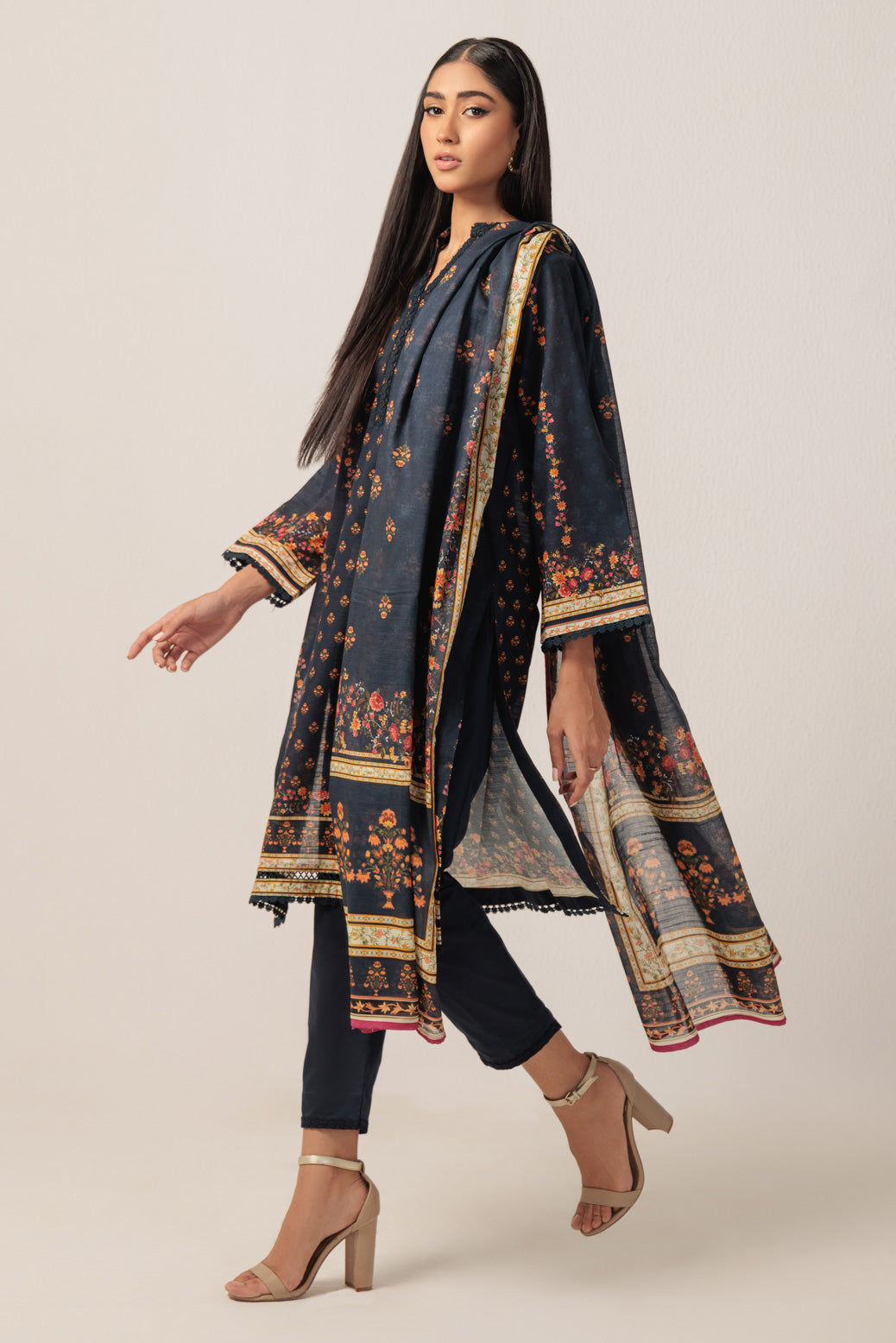 Bonanza Satrangi | N Blue Cambric 3 Piece (WS1243P04) -  Bonanza Satrangi Ready To Wear - Original Designer Dress - House of Maryam