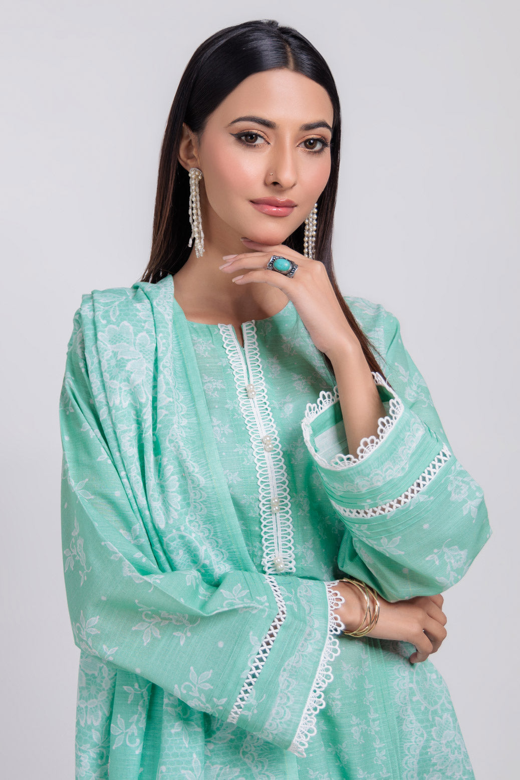 Bonanza Satrangi | Green Khaddar 3 Piece (WS1243P05) -  Bonanza Satrangi Ready To Wear - Original Designer Dress - House of Maryam