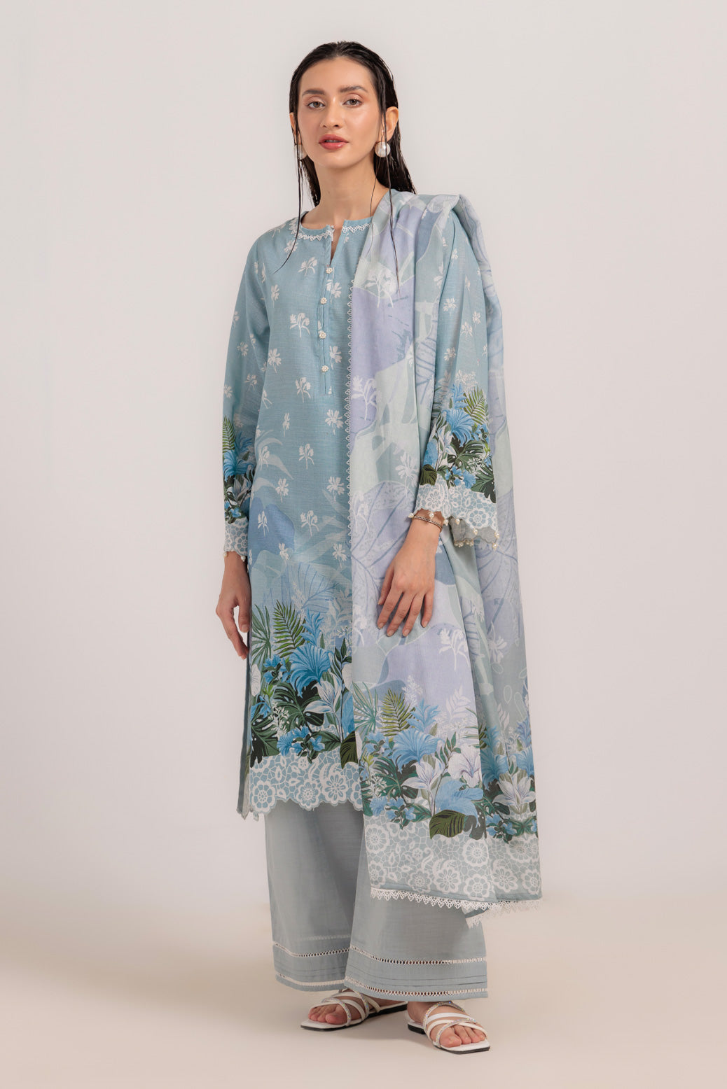 Bonanza Satrangi | Grey Khaddar 3 Piece (WS1243P06) -  Bonanza Satrangi Ready To Wear - Original Designer Dress - House of Maryam