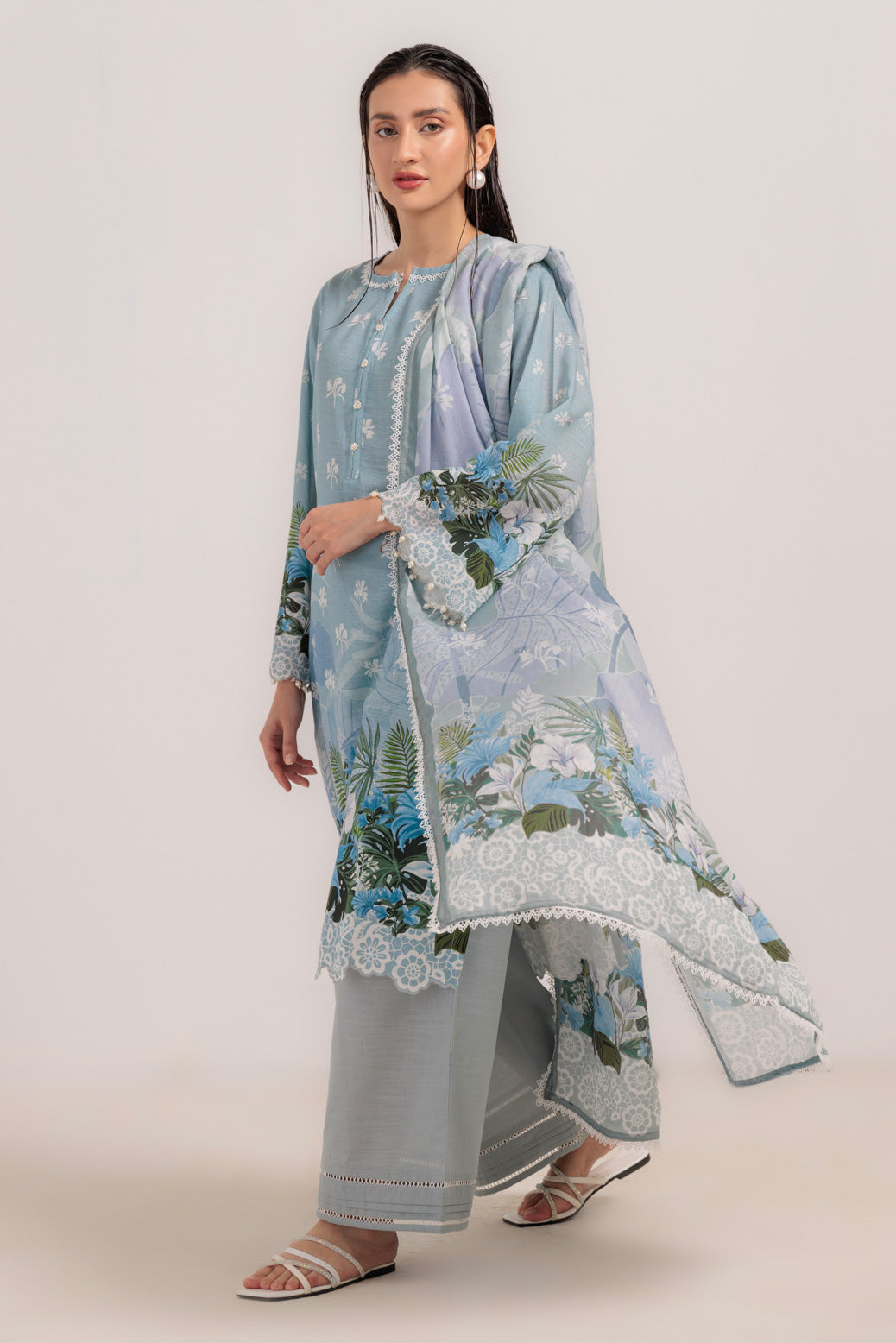 Bonanza Satrangi | Grey Khaddar 3 Piece (WS1243P06) -  Bonanza Satrangi Ready To Wear - Original Designer Dress - House of Maryam