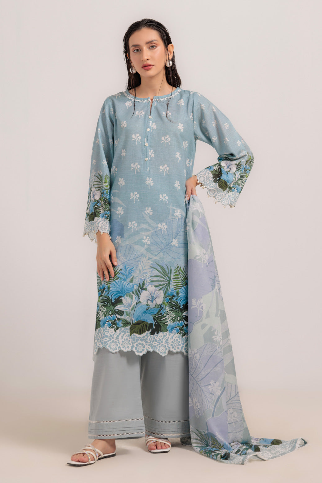 Bonanza Satrangi | Grey Khaddar 3 Piece (WS1243P06) -  Bonanza Satrangi Ready To Wear - Original Designer Dress - House of Maryam