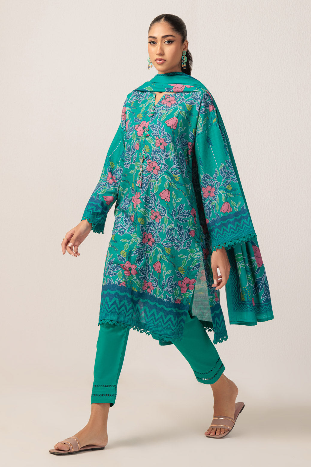 Bonanza Satrangi | Green Khaddar 3 Piece (WS1243P09) -  Bonanza Satrangi Ready To Wear - Original Designer Dress - House of Maryam