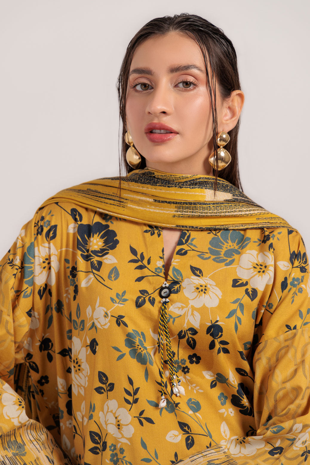 Bonanza Satrangi | Lemon Viscose 3 Piece (WS1243P12) -  Bonanza Satrangi Ready To Wear - Original Designer Dress - House of Maryam