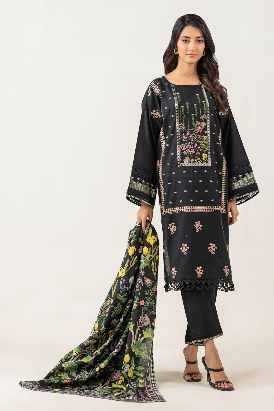 Bonanza Satrangi | Black Khaddar 3 Piece (WS1243P14) -  Bonanza Satrangi Ready To Wear - Original Designer Dress - House of Maryam