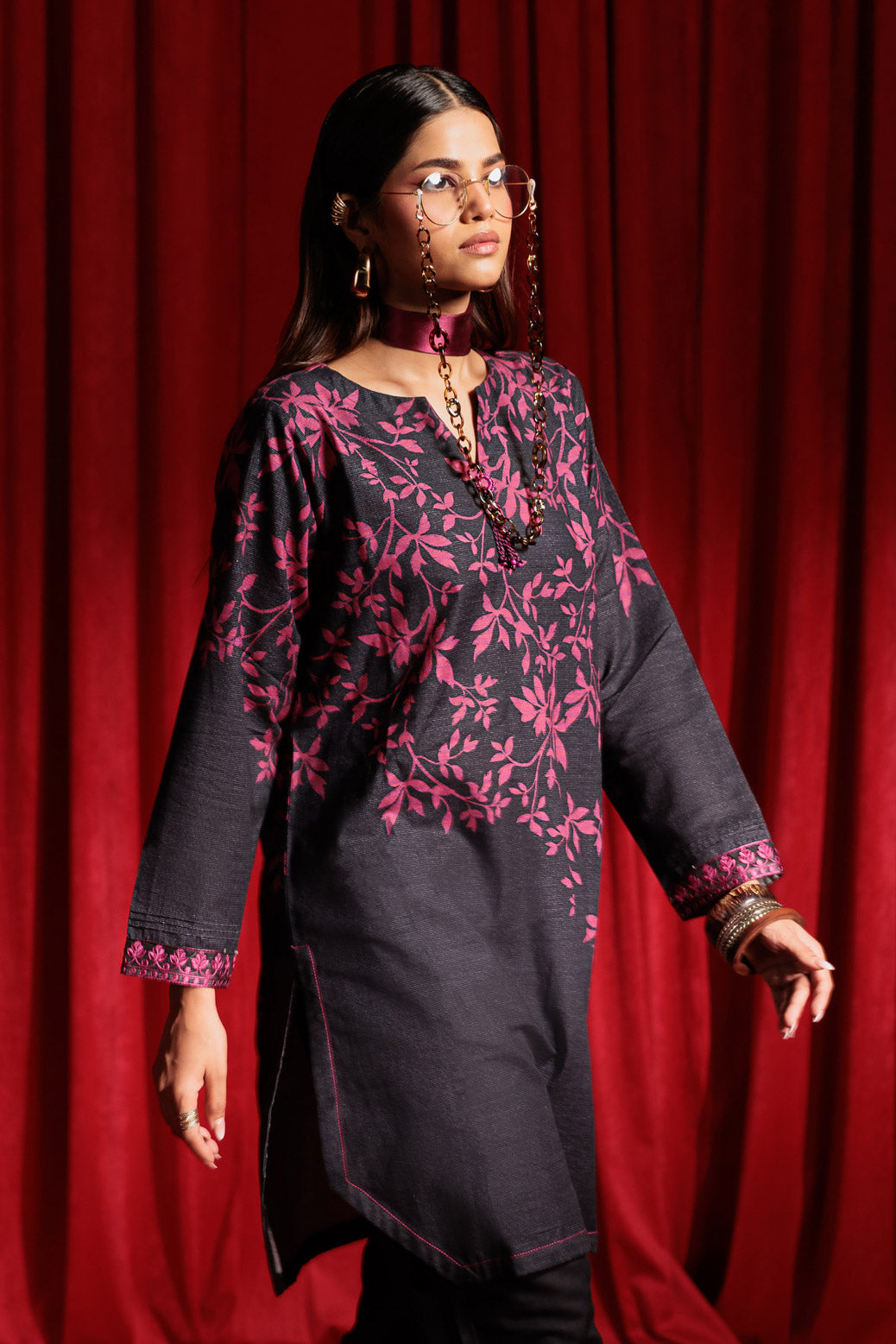 Bonanza Satrangi | Black Khaddar 2 Piece (WS2242P02) -  Bonanza Satrangi Ready To Wear - Original Designer Dress - House of Maryam