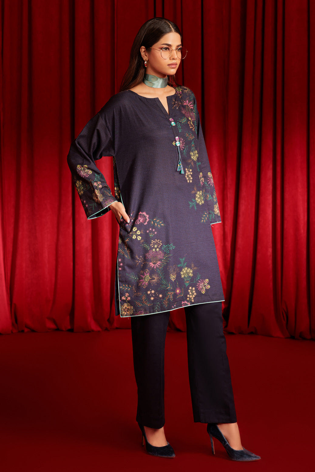 Bonanza Satrangi | N Blue Khaddar 2 Piece (WS2242P03) -  Bonanza Satrangi Ready To Wear - Original Designer Dress - House of Maryam