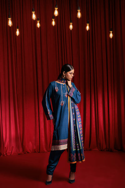 Bonanza Satrangi | Blue Khaddar 3 Piece (WS2243P02) -  Bonanza Satrangi Ready To Wear - Original Designer Dress - House of Maryam