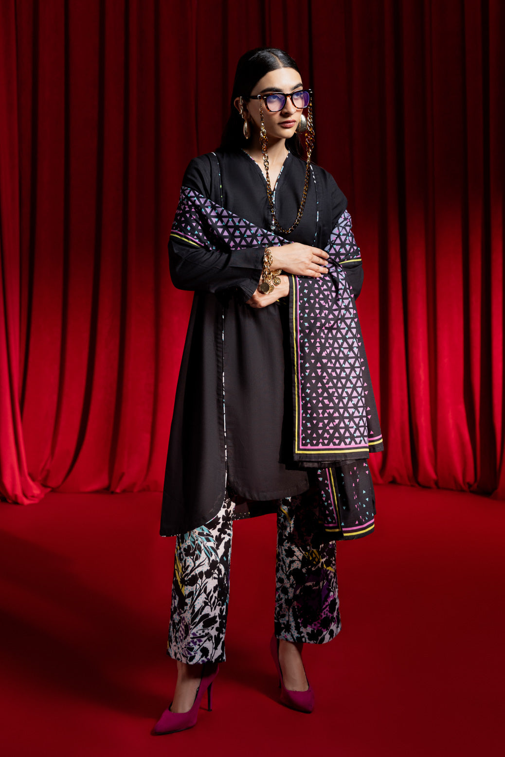 Bonanza Satrangi | Black Khaddar 3 Piece (WS2243P08) -  Bonanza Satrangi Ready To Wear - Original Designer Dress - House of Maryam