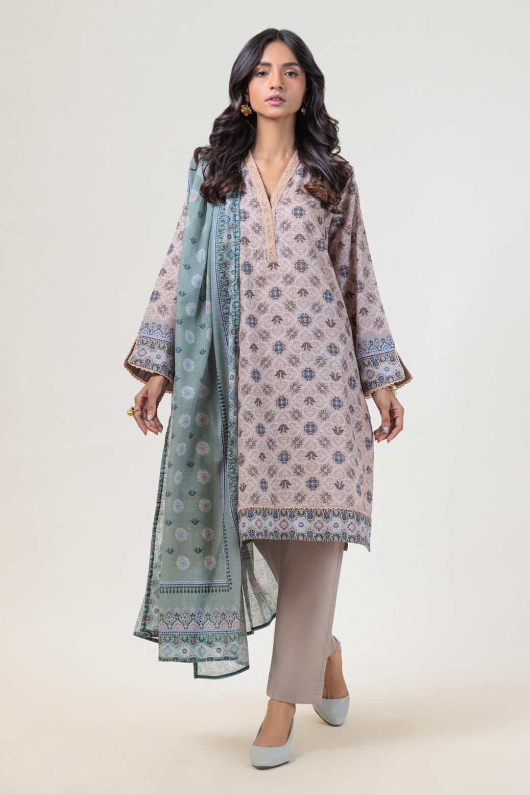 Bonanza Satrangi | Cream Cambric 3 Piece (WS2243P10) -  Bonanza Satrangi Ready To Wear - Original Designer Dress - House of Maryam