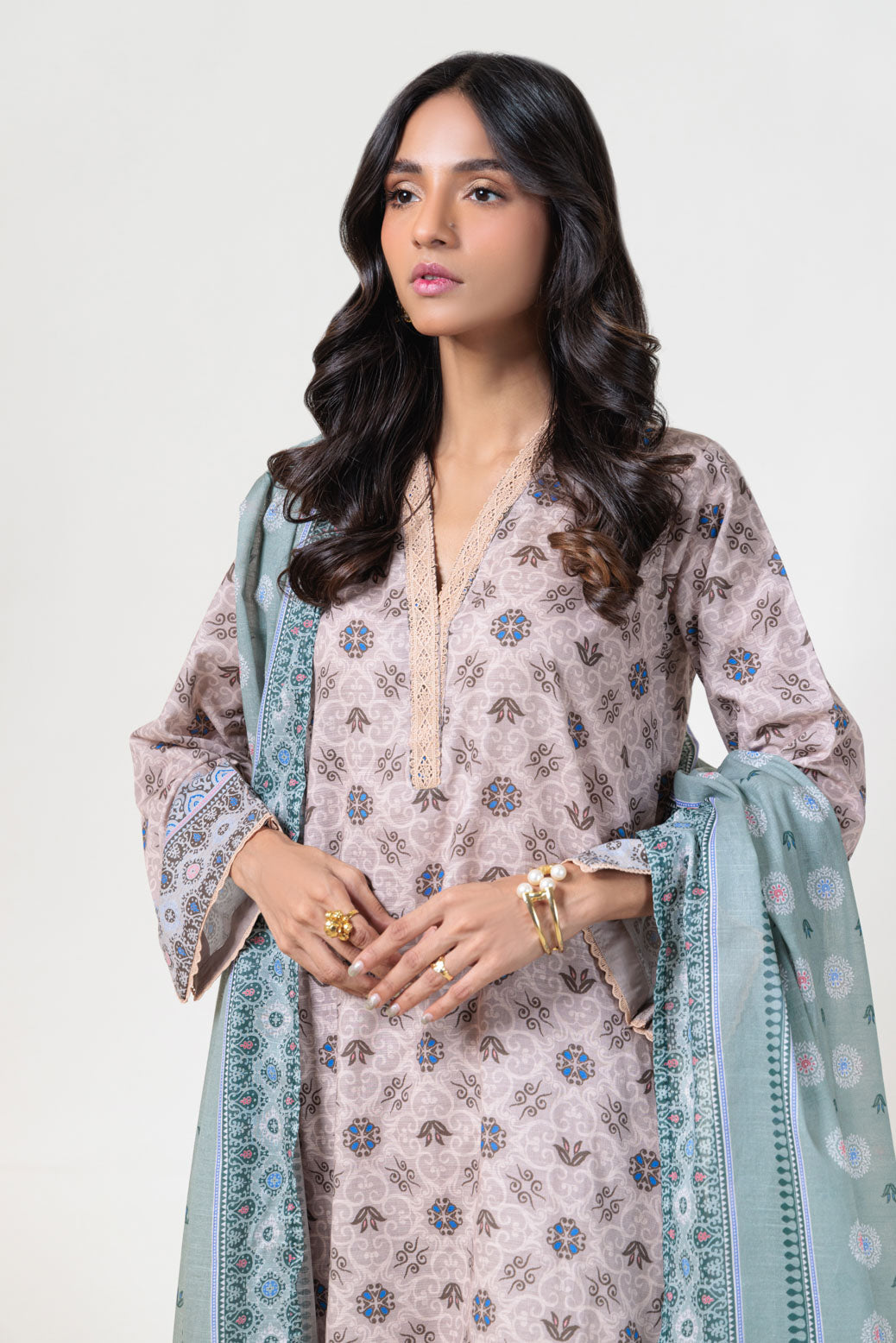 Bonanza Satrangi | Cream Cambric 3 Piece (WS2243P10) -  Bonanza Satrangi Ready To Wear - Original Designer Dress - House of Maryam