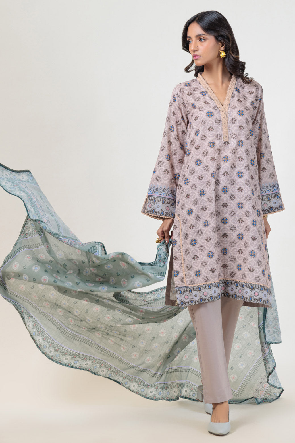 Bonanza Satrangi | Cream Cambric 3 Piece (WS2243P10) -  Bonanza Satrangi Ready To Wear - Original Designer Dress - House of Maryam