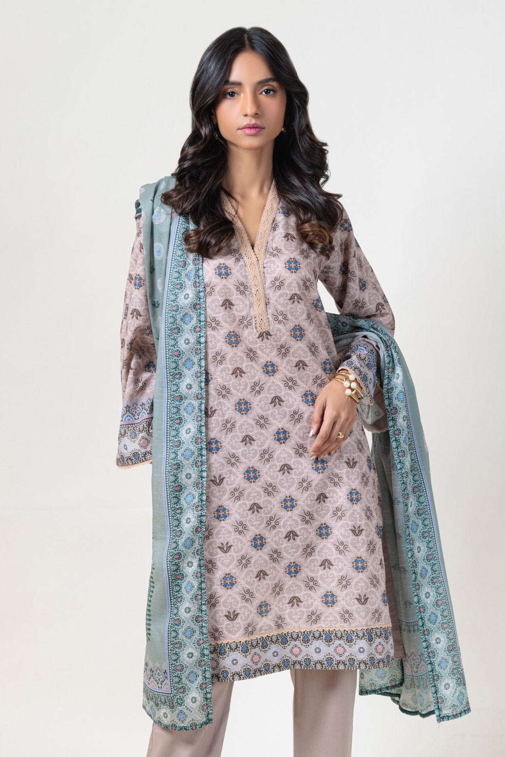 Bonanza Satrangi | Cream Cambric 3 Piece (WS2243P10) -  Bonanza Satrangi Ready To Wear - Original Designer Dress - House of Maryam