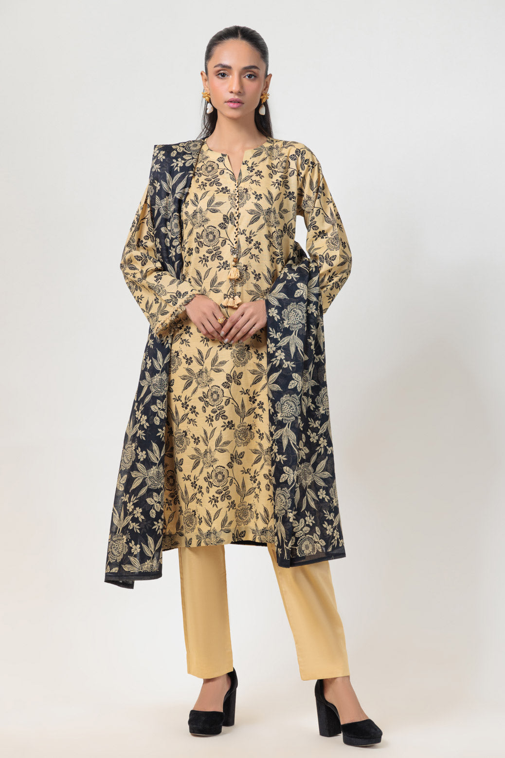 Bonanza Satrangi | Beige Cambric 3 Piece (WS2243P11) -  Bonanza Satrangi Ready To Wear - Original Designer Dress - House of Maryam