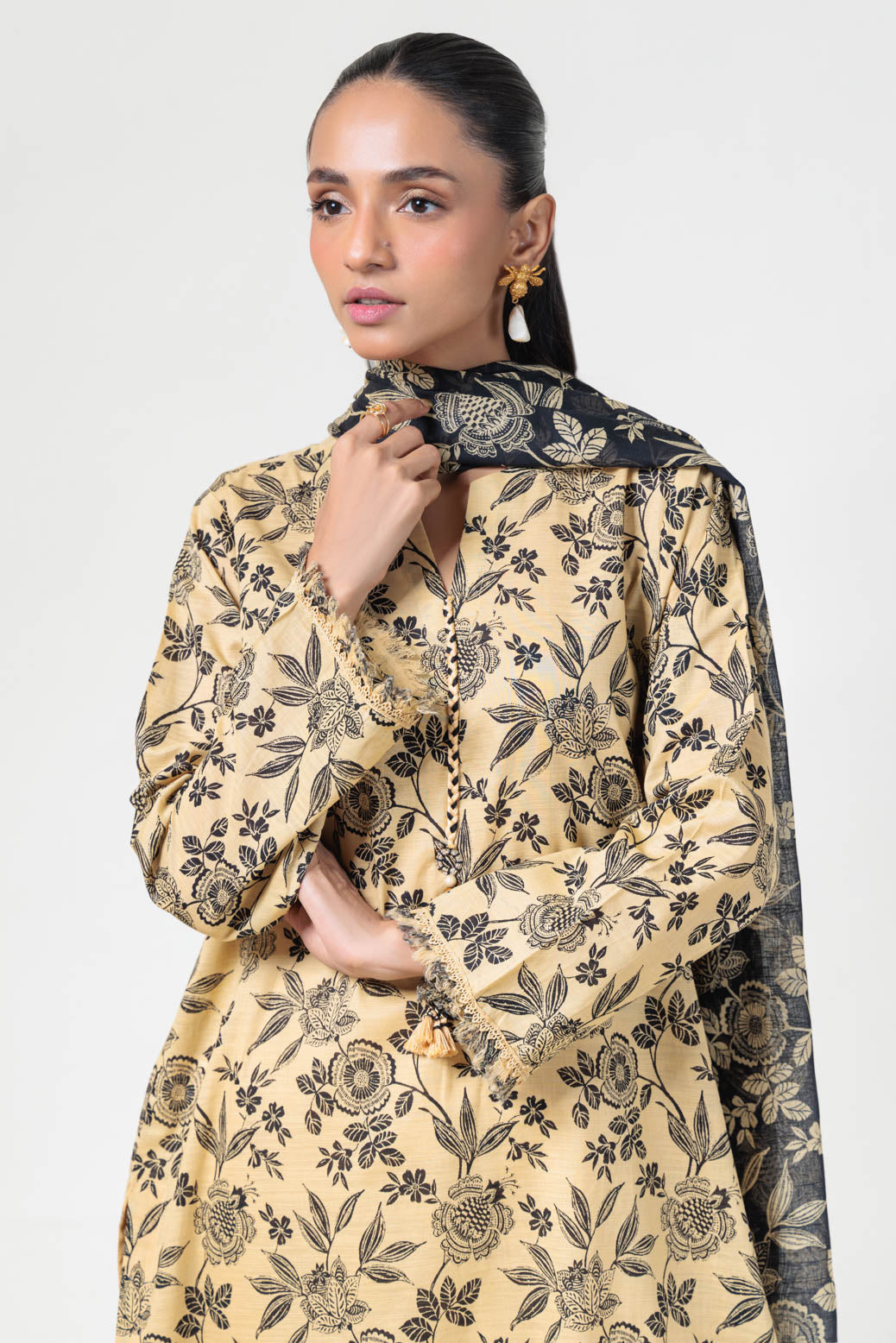 Bonanza Satrangi | Beige Cambric 3 Piece (WS2243P11) -  Bonanza Satrangi Ready To Wear - Original Designer Dress - House of Maryam