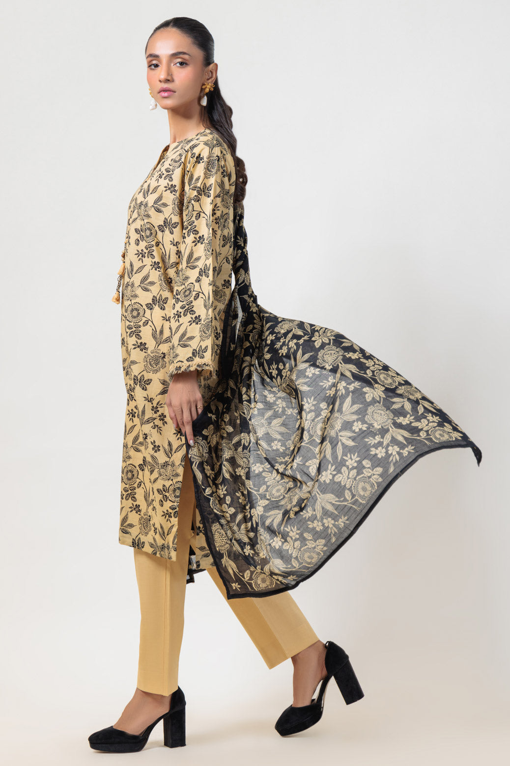 Bonanza Satrangi | Beige Cambric 3 Piece (WS2243P11) -  Bonanza Satrangi Ready To Wear - Original Designer Dress - House of Maryam
