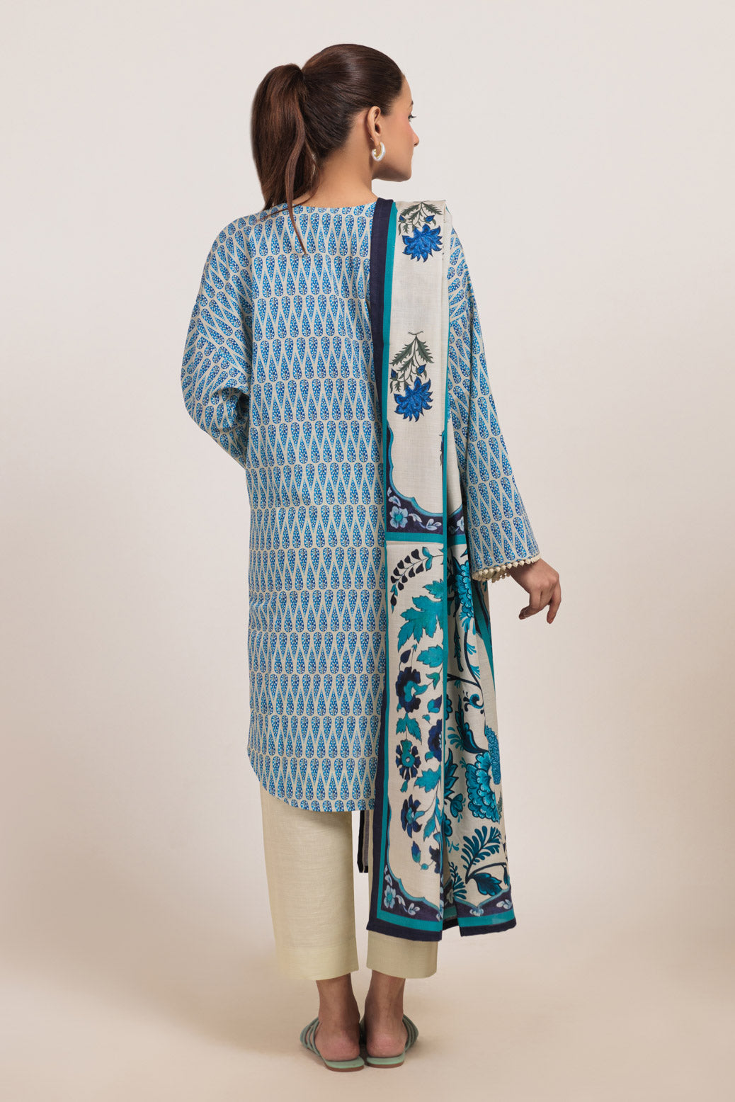 Bonanza Satrangi | Beige Khaddar 3 Piece (WS2243P13) -  Bonanza Satrangi Ready To Wear - Original Designer Dress - House of Maryam