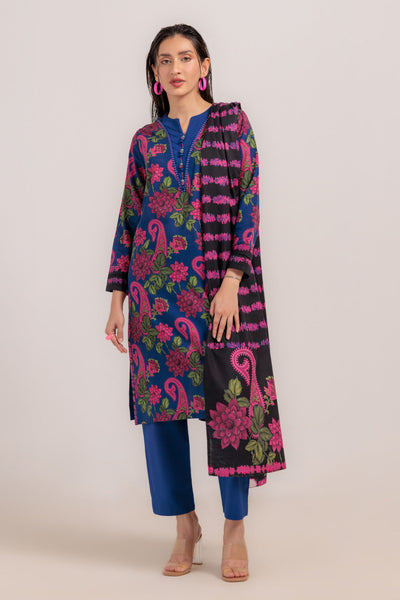 Bonanza Satrangi | R Blue Khaddar 3 Piece (WS2243P14) -  Bonanza Satrangi Ready To Wear - Original Designer Dress - House of Maryam