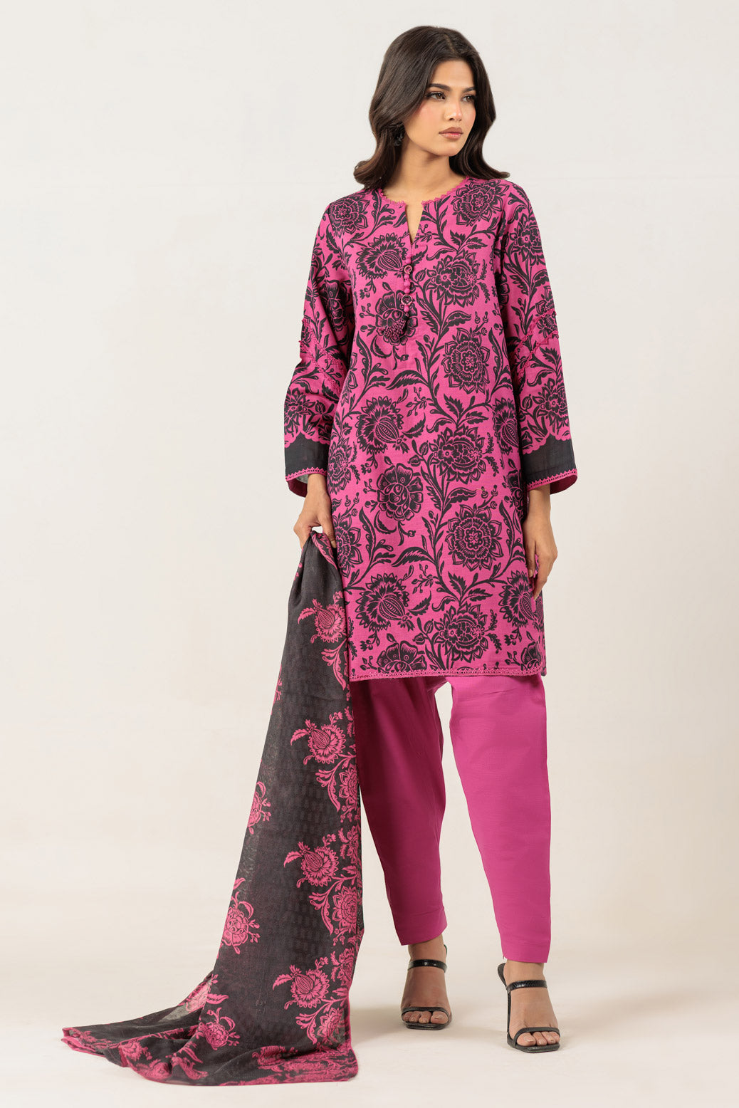 Bonanza Satrangi | Pink Khaddar 3 Piece (WS2243P25) -  Bonanza Satrangi Ready To Wear - Original Designer Dress - House of Maryam