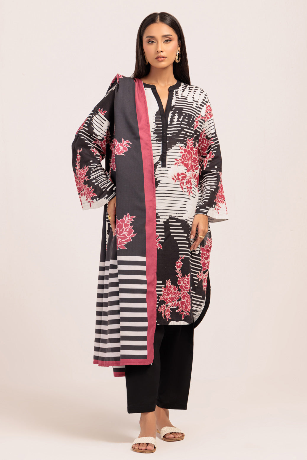 Bonanza Satrangi | Black Khaddar 3 Piece (WS2243P26) -  Bonanza Satrangi Ready To Wear - Original Designer Dress - House of Maryam
