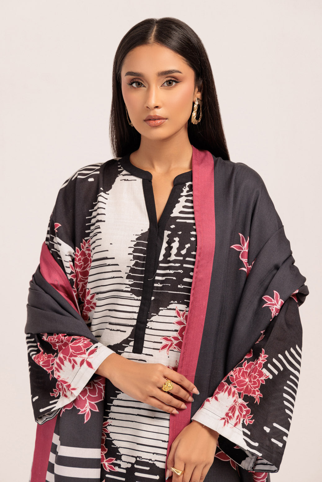 Bonanza Satrangi | Black Khaddar 3 Piece (WS2243P26) -  Bonanza Satrangi Ready To Wear - Original Designer Dress - House of Maryam