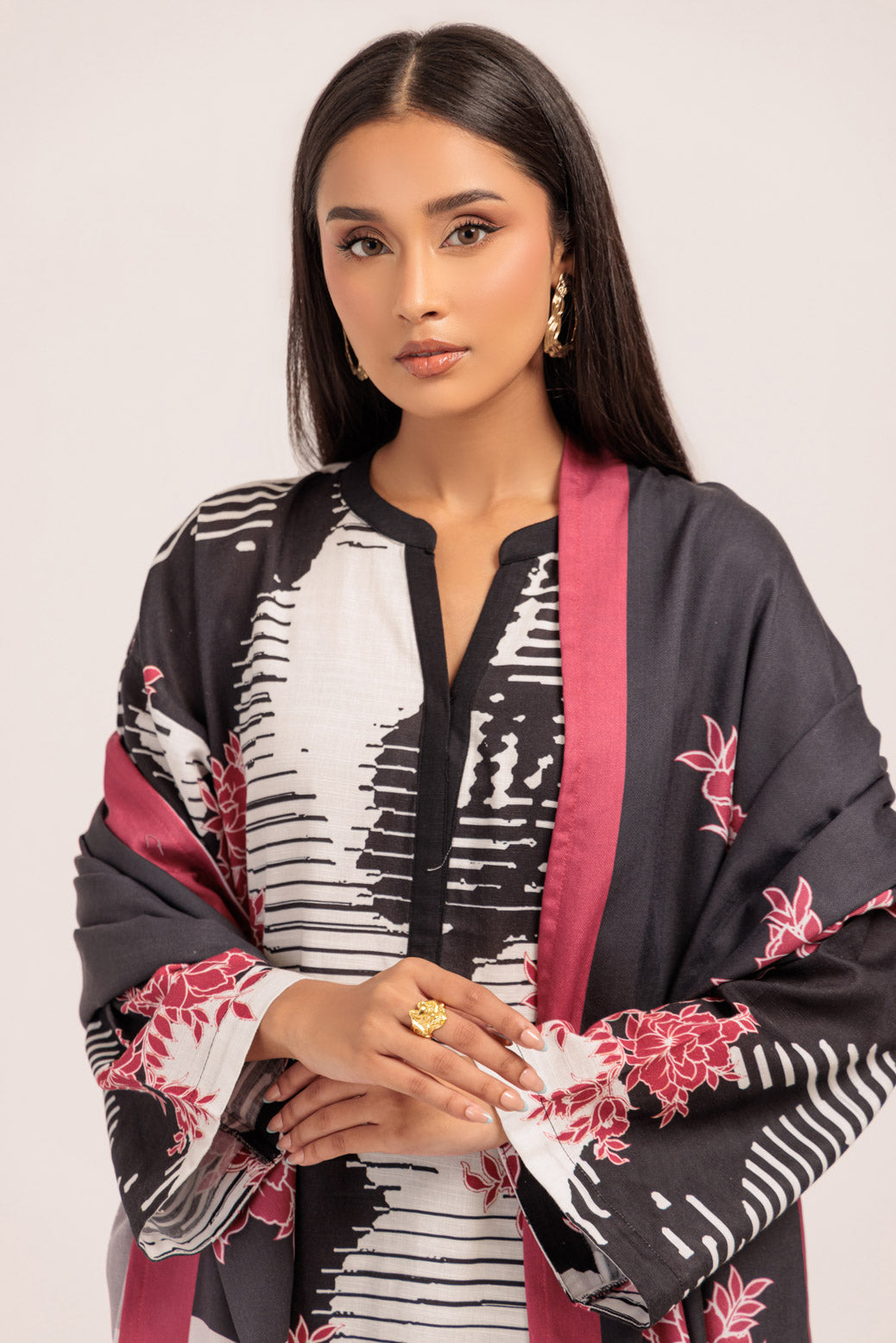 Bonanza Satrangi | Black Khaddar 3 Piece (WS2243P26) -  Bonanza Satrangi Ready To Wear - Original Designer Dress - House of Maryam