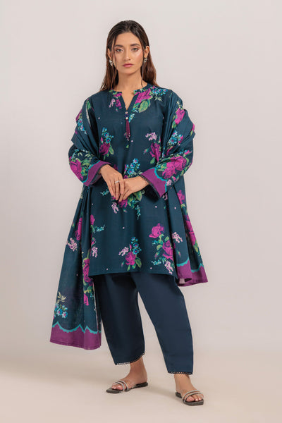 Bonanza Satrangi | D Blue Khaddar 3 Piece (WS2243P31) -  Bonanza Satrangi Ready To Wear - Original Designer Dress - House of Maryam