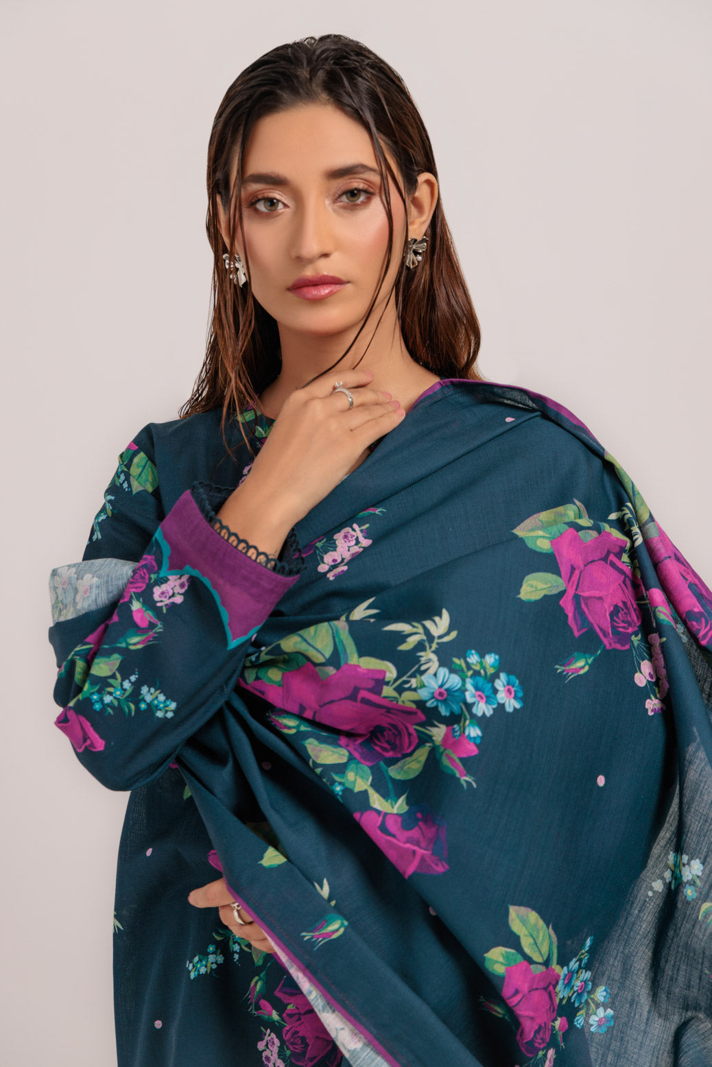 Bonanza Satrangi | D Blue Khaddar 3 Piece (WS2243P31) -  Bonanza Satrangi Ready To Wear - Original Designer Dress - House of Maryam