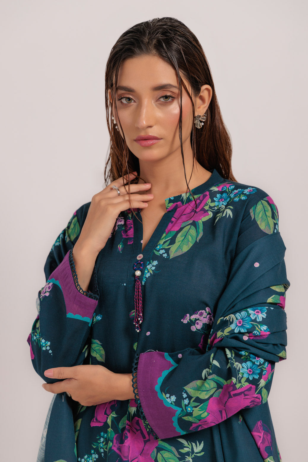 Bonanza Satrangi | D Blue Khaddar 3 Piece (WS2243P31) -  Bonanza Satrangi Ready To Wear - Original Designer Dress - House of Maryam