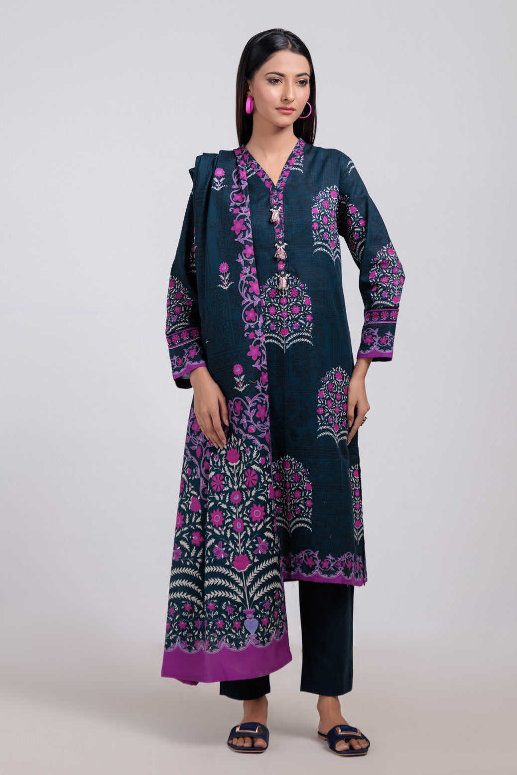 Bonanza Satrangi | N Blue Khaddar 3 Piece (WS2243P33) -  Bonanza Satrangi Ready To Wear - Original Designer Dress - House of Maryam