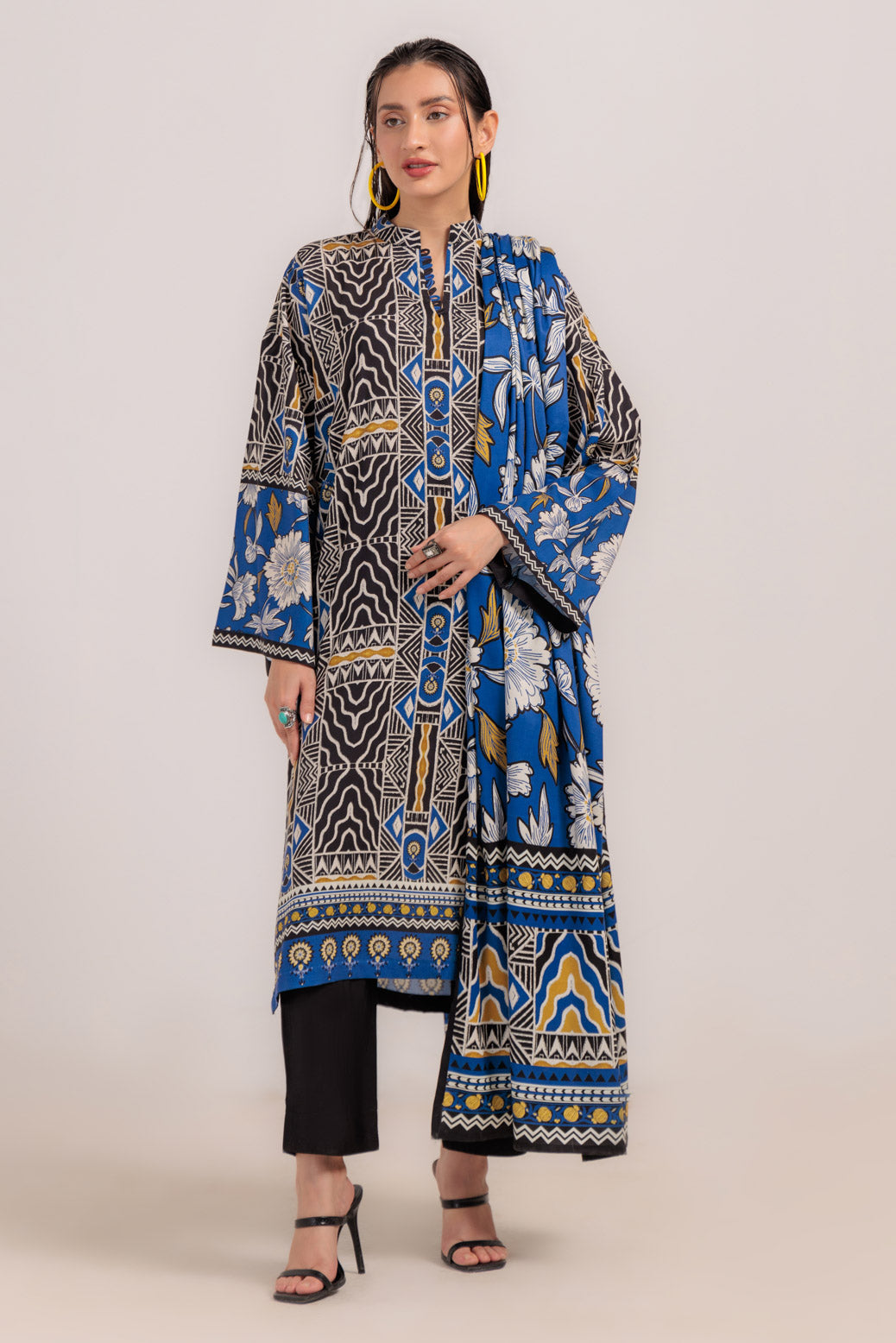 Bonanza Satrangi | Black Viscose 3 Piece (WS2243P35) -  Bonanza Satrangi Ready To Wear - Original Designer Dress - House of Maryam