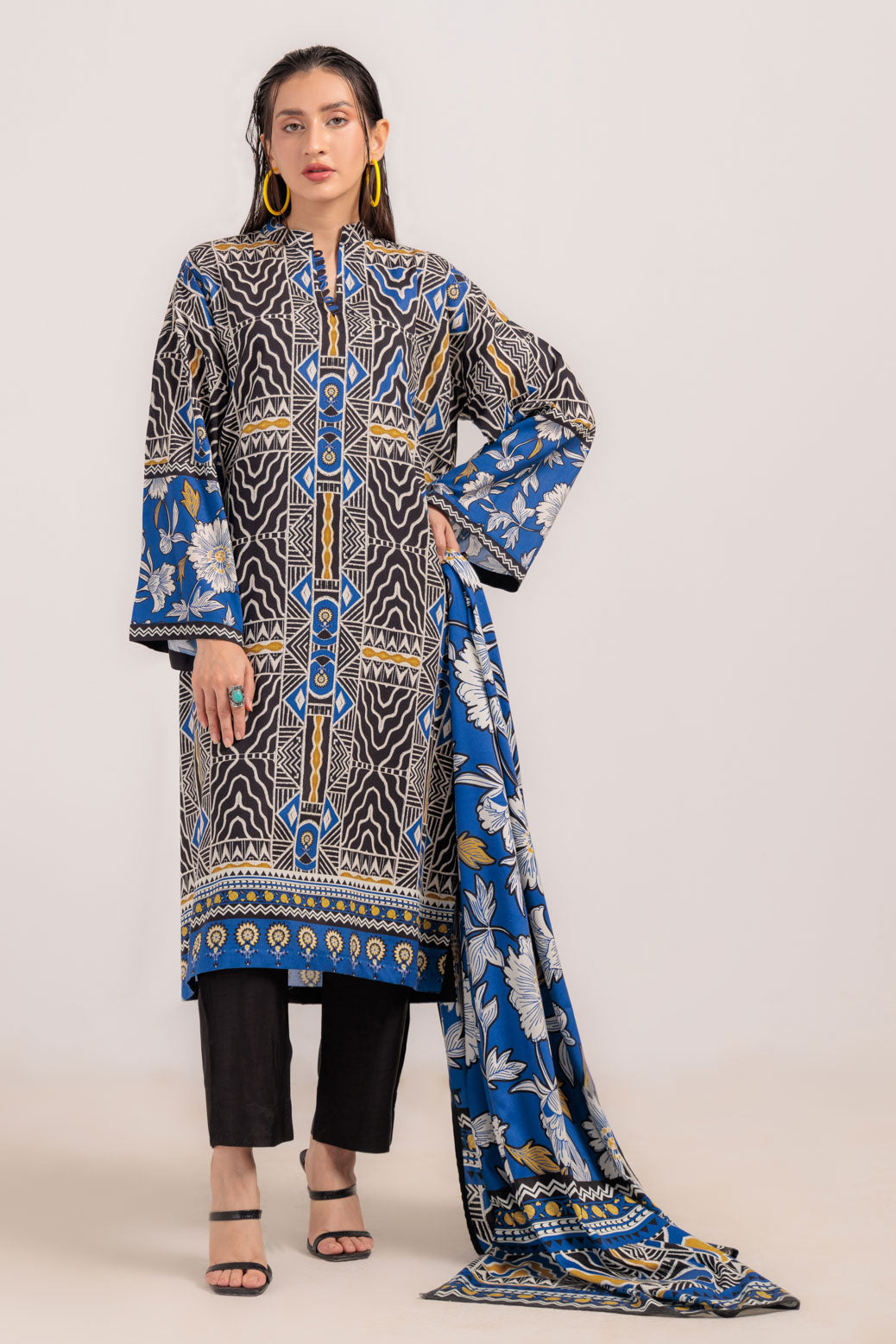 Bonanza Satrangi | Black Viscose 3 Piece (WS2243P35) -  Bonanza Satrangi Ready To Wear - Original Designer Dress - House of Maryam