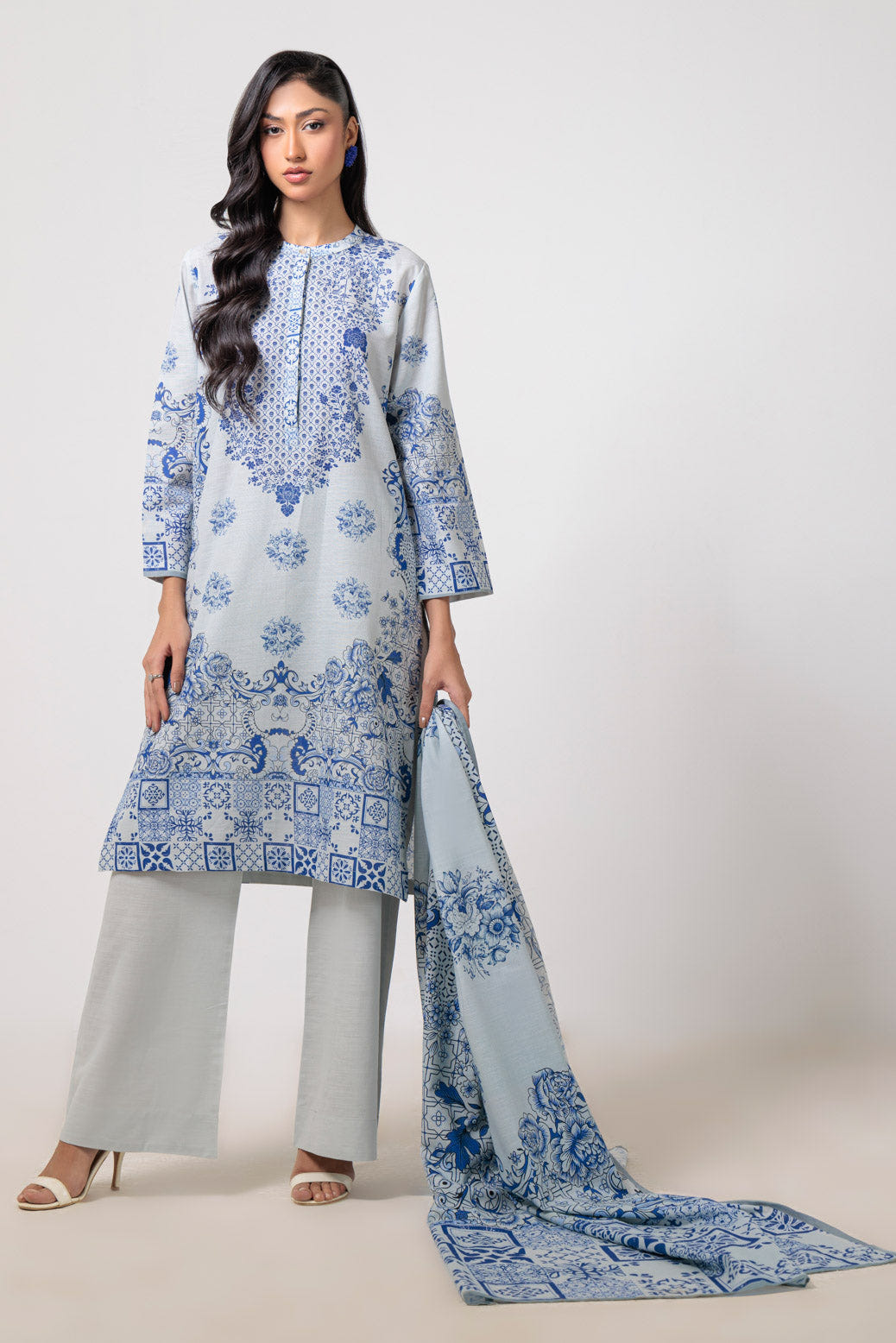 Bonanza Satrangi | White Khaddar 3 Piece (WS2243P45) -  Bonanza Satrangi Ready To Wear - Original Designer Dress - House of Maryam